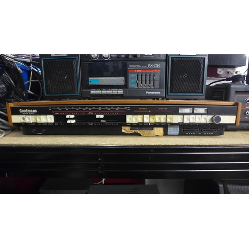 2114 - A quantity of radio and stereo equipment including a Panasonic RX-C34 portable stereo component syst... 