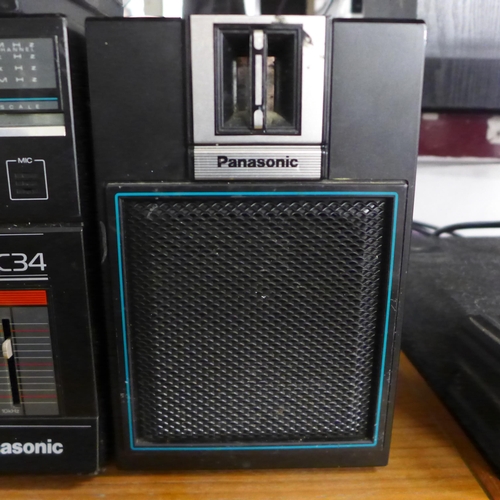 2114 - A quantity of radio and stereo equipment including a Panasonic RX-C34 portable stereo component syst... 