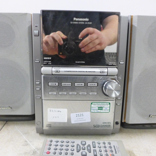 2121 - A Panasonic SA-PM28 mini CD stereo hi-fi system with 5 CD changer