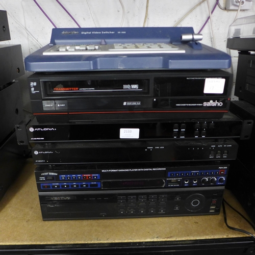 2133 - A quantity of mixed stereo and video equipment including a Data Video SE-500 digital video switcher,... 