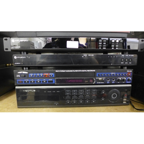 2133 - A quantity of mixed stereo and video equipment including a Data Video SE-500 digital video switcher,... 