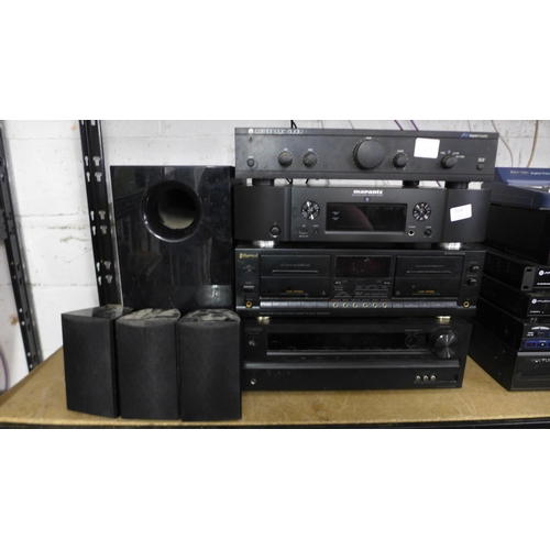 2134 - A quantity of stereo equipment including a Cambridge Audio A1 integrated amplifier, a Marantz NA8005... 