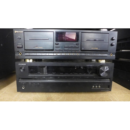 2134 - A quantity of stereo equipment including a Cambridge Audio A1 integrated amplifier, a Marantz NA8005... 