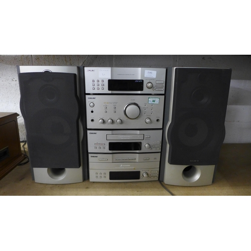 2141 - A Sony EX-66 MHC micro Hi-fi component system including Superior multi-controlled tuner, AV receiver... 