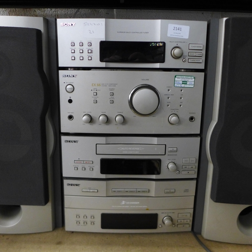 2141 - A Sony EX-66 MHC micro Hi-fi component system including Superior multi-controlled tuner, AV receiver... 