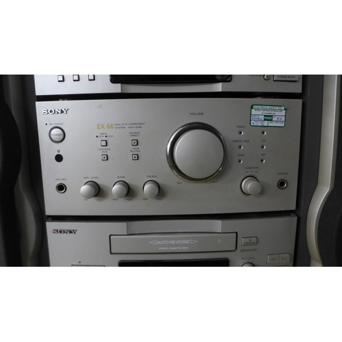 2141 - A Sony EX-66 MHC micro Hi-fi component system including Superior multi-controlled tuner, AV receiver... 