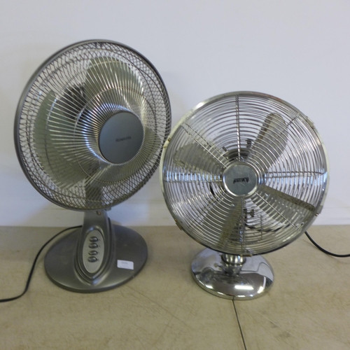 2151 - Two chrome desktop fans - both running