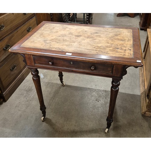 165 - A Victorian Heal & Son, London mahogany single drawer writing table