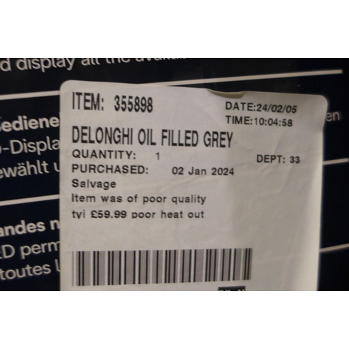 3381 - Delonghi Oil Filled Grey Radiator - Model Trrso715E.G (321-31) *This lot is subject to VAT