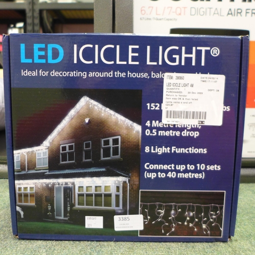 3385 - 4M Led Icicle Lights (321-203) *This lot is subject to VAT