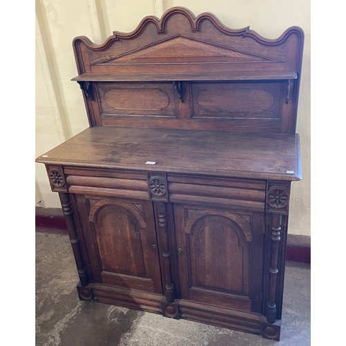 187 - A Victorian Aesthetic Movement carved oak chiffonier