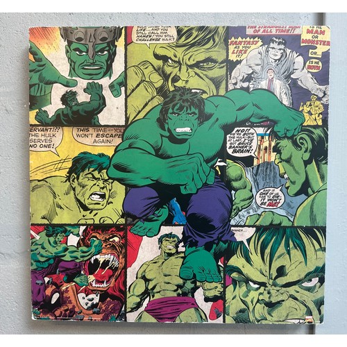 1561 - Two Batman prints on canvases and a Hulk print on board