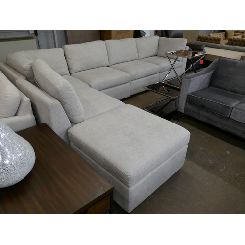 1458 - A Thomasville Rockford Light Grey 6 Piece Modular Fabric Sofa with Power Footrests, Original RRP £14... 