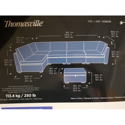 1458 - A Thomasville Rockford Light Grey 6 Piece Modular Fabric Sofa with Power Footrests, Original RRP £14... 