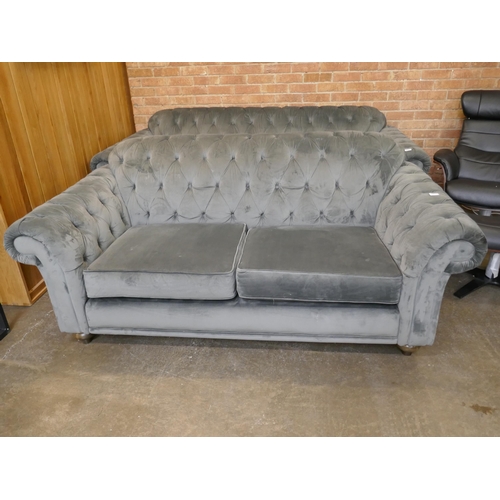 1474 - A Bordeaux button back steel grey velvet 2 seater    sofa, Original RRP £808.33 + VAT (4201-1) *This... 