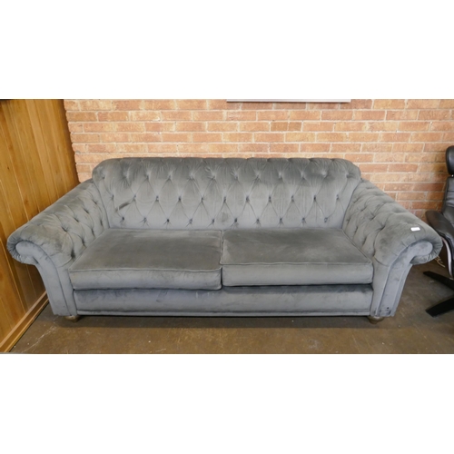 1475 - A Bordeaux button back steel grey velvet 4 seater sofa, Original RRP £874.99 + VAT (4201-2) *This lo... 