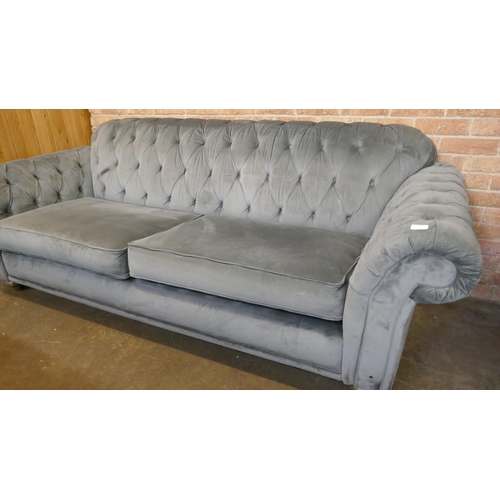 1475 - A Bordeaux button back steel grey velvet 4 seater sofa, Original RRP £874.99 + VAT (4201-2) *This lo... 