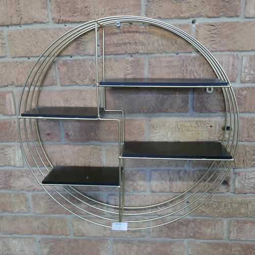 1478 - A Gold painted circular metal shelf