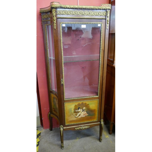 121 - A French Louis XV style mahogany, gilt metal mounted and marble topped Vernis Martin vitrine