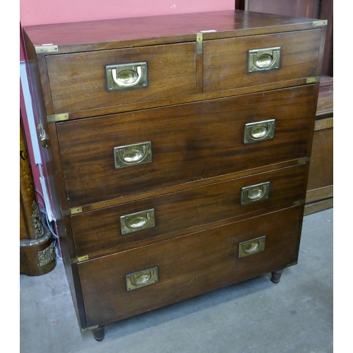 126 - A 19th Century style mahogany and brass mounted military/campaign chest of drawers