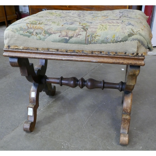 157 - A Victorian mahogany x-frame stool