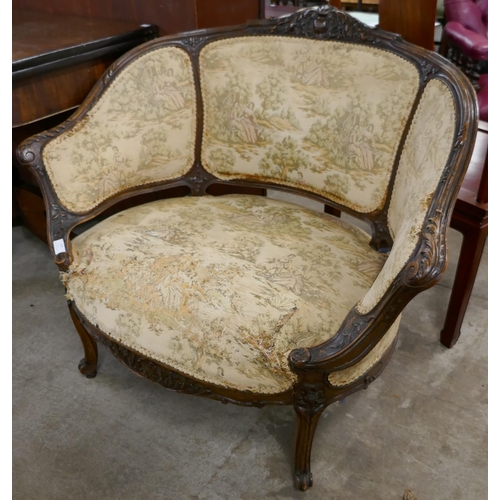 169 - A 19th century French carved beech fabric upholstered fauteuil chair