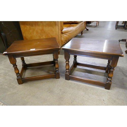 175 - A pair of 18th Century style oak lamp tables