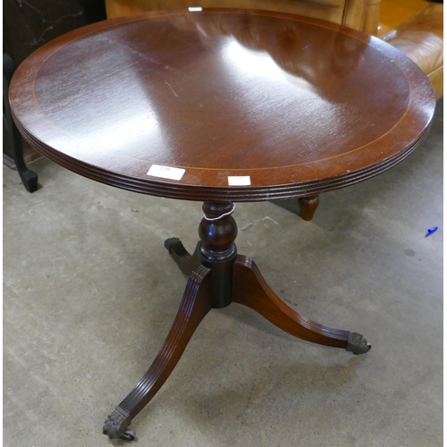 178 - A Regency style inlaid mahogany circular tripod occasional table