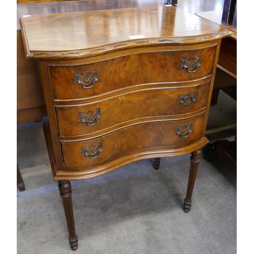 190 - A small Queen Anne style burr walnut chest of drawers