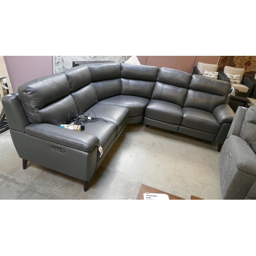 1491 - Grace Grey leather corner power reclining sofa - damaged, Original RRP £1458.33 + VAT (4201-18) *Thi... 