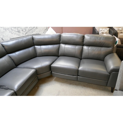 1491 - Grace Grey leather corner power reclining sofa - damaged, Original RRP £1458.33 + VAT (4201-18) *Thi... 