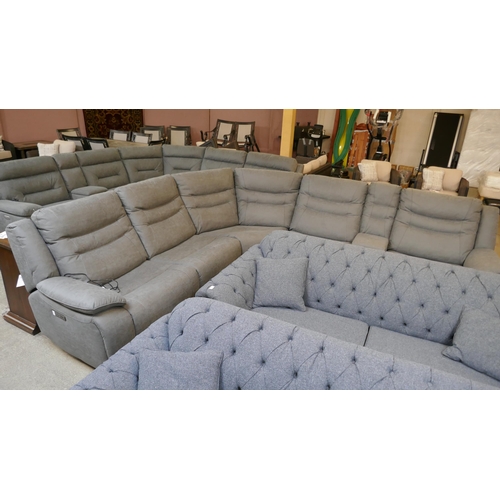 1494 - An Eden Grey Fabric Corner sectional Sofa - damaged, Original RRP £1666.66 + VAT (4201-6) *This lot ... 