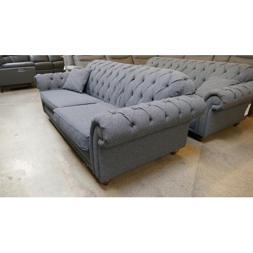 1495 - Bordeaux Button Back Blue Fabric 4 Seater Sofa, Original RRP £874.99 + VAT (4201-13) *This lot is su... 