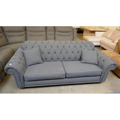 1496 - Bordeaux Button Back Blue Fabric 4 Seater Sofa - damaged, Original RRP £874.99 + VAT (4201-14) *This... 