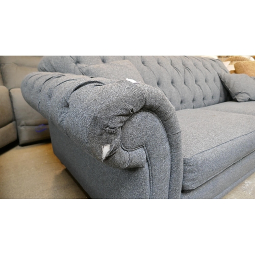 1496 - Bordeaux Button Back Blue Fabric 4 Seater Sofa - damaged, Original RRP £874.99 + VAT (4201-14) *This... 