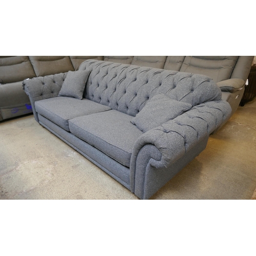 1496 - Bordeaux Button Back Blue Fabric 4 Seater Sofa - damaged, Original RRP £874.99 + VAT (4201-14) *This... 