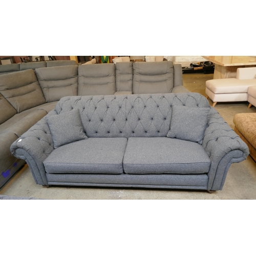 1496 - Bordeaux Button Back Blue Fabric 4 Seater Sofa - damaged, Original RRP £874.99 + VAT (4201-14) *This... 