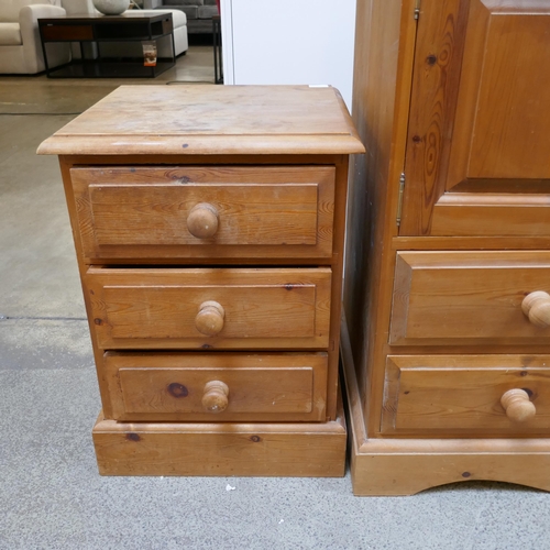 1500 - A pine bedside chest and a pine two door two drawer chest