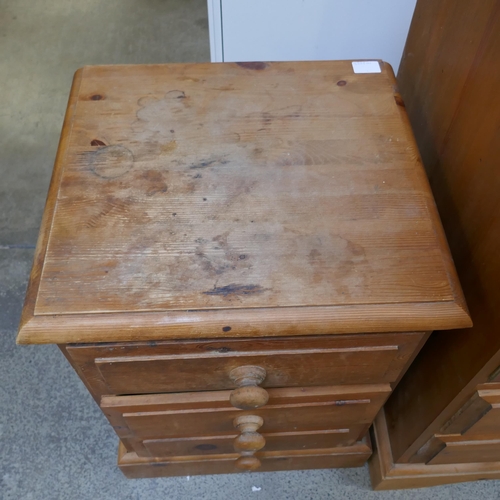 1500 - A pine bedside chest and a pine two door two drawer chest