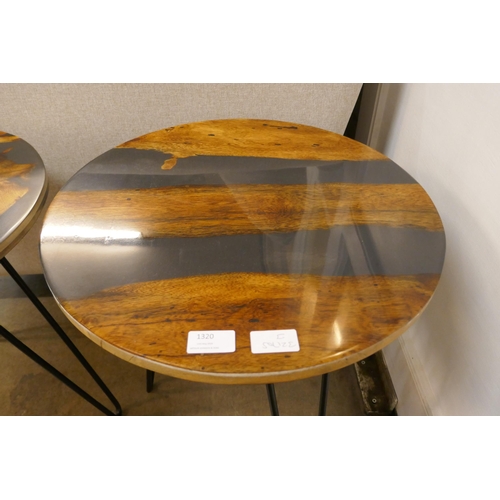 1320 - A pair of hardwood and resin lamp tables *This lot is subject to VAT