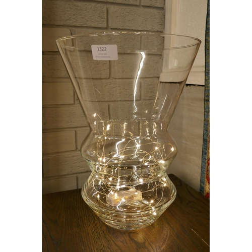 1322 - A Large glass vase with Led battery operated lights (35cm)