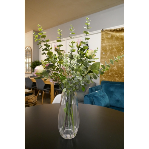 1349A - A Rose and Hydrangea arrangement in a glass vase, H 60cms (50657315)   #