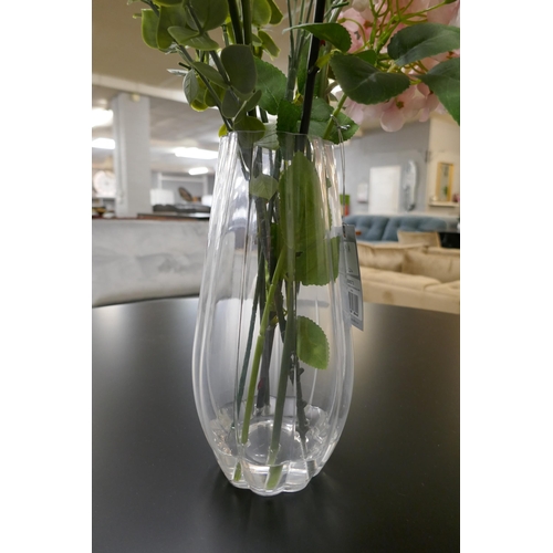 1349A - A Rose and Hydrangea arrangement in a glass vase, H 60cms (50657315)   #