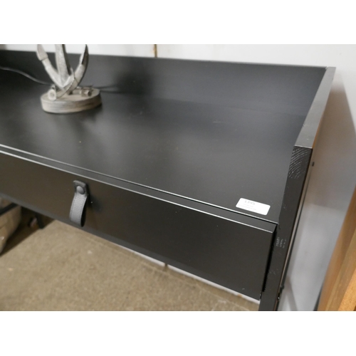 1395 - A black console table/desk with two drawers