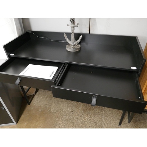 1395 - A black console table/desk with two drawers