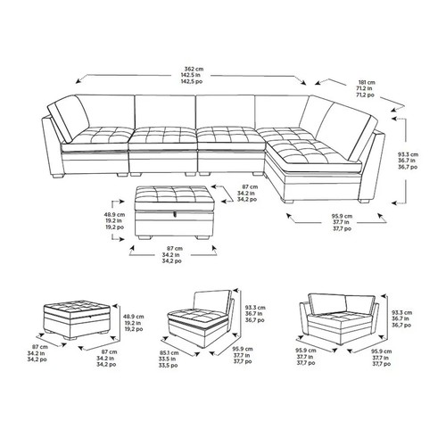 1449 - A Tisdale 6 piece Fabric Sectional  Sofa, Original RRP £1399.99 + VAT (4201-7) *This lot is subject ... 