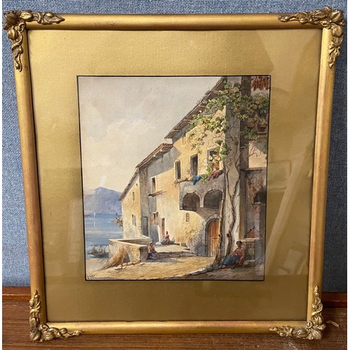 325A - Attributed to Thomas Miles Richardson Jr. (1813-1890), Italian lake scene, watercolour, framed