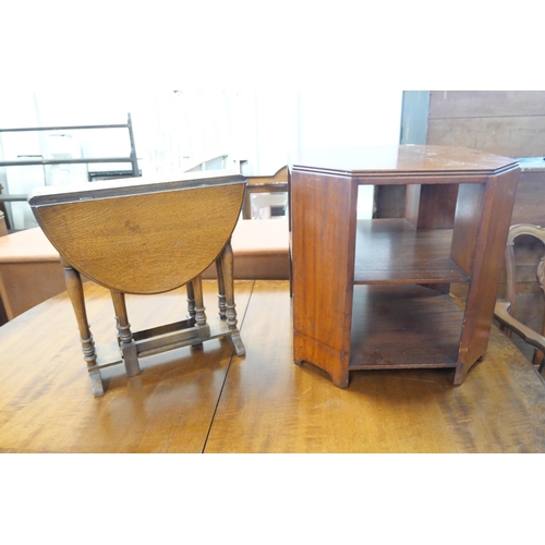 222 - An oak Sutherland table and an octagonal coffee table