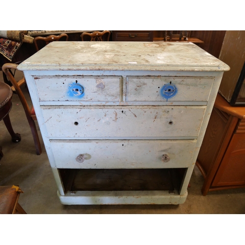 254 - A painted pine chest of drawers (missing drawer)