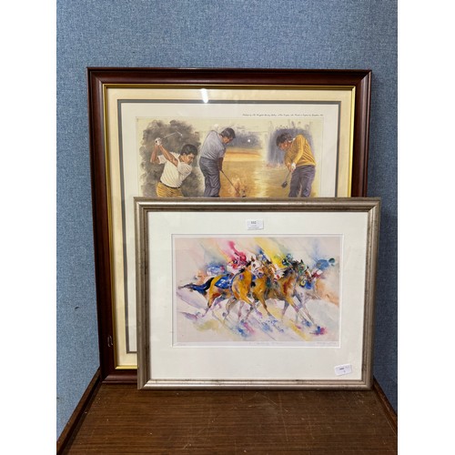 332 - A Sheila Gill limited edition horse racing print, A Winning Streak, no. 11/250, framed